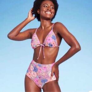 Wild Fable Pink and Blue Floral Bikini